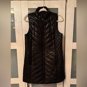 Talbots Long Black Quilted Vest Small
